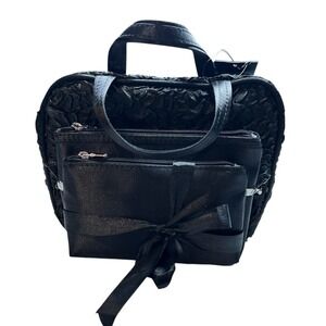 Studio Selection Women's Cosmetic‎ Bag Set 3 Make Up Bags black Ruched  8"x8"